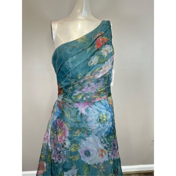 Rene Ruiz Collection Floral One-Shoulder Organza Gown Size 10 $1795 - Picture 6 of 10